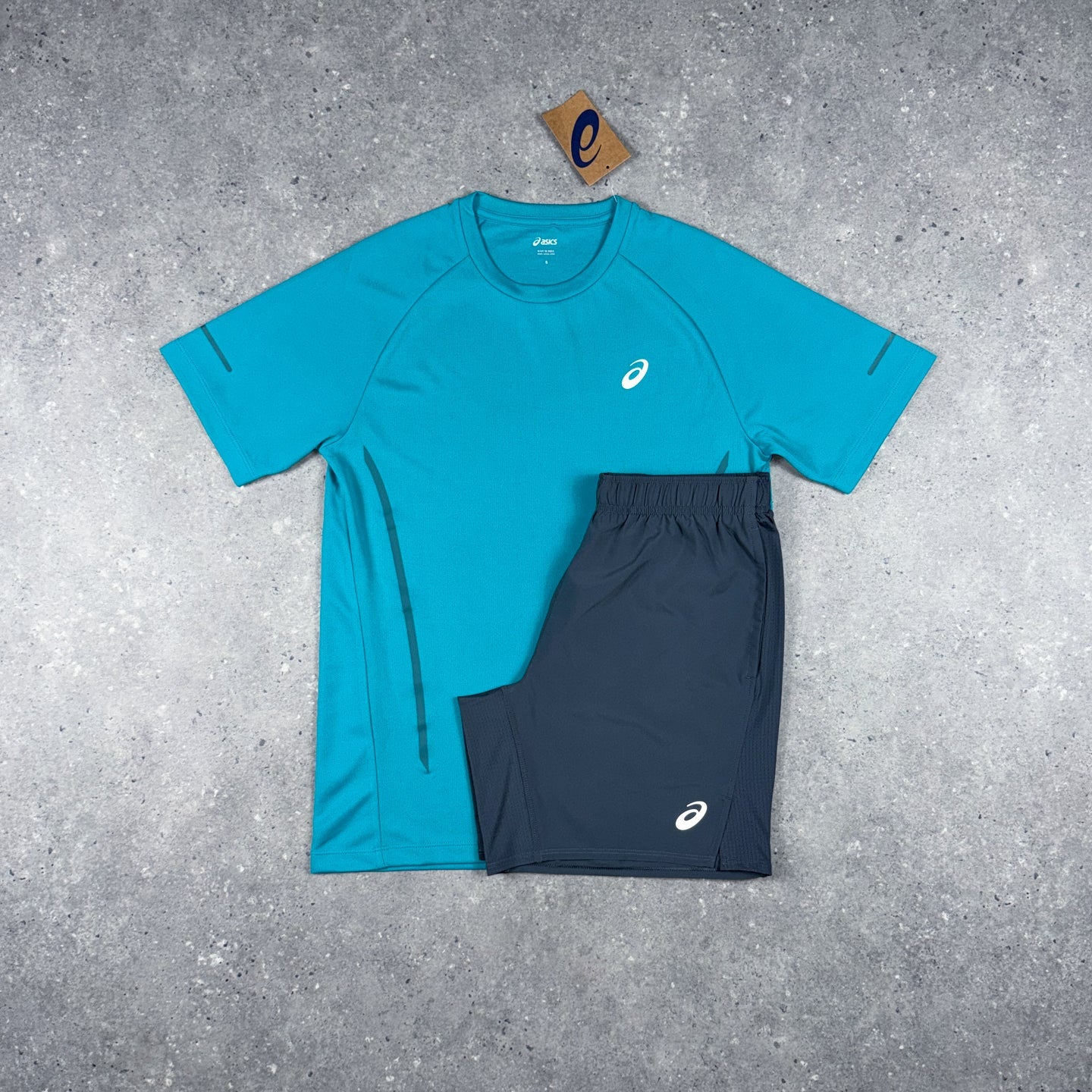 ASICS CURVED SEAM T-SHIRT SHORTS SET MINT/SAXON GREEN