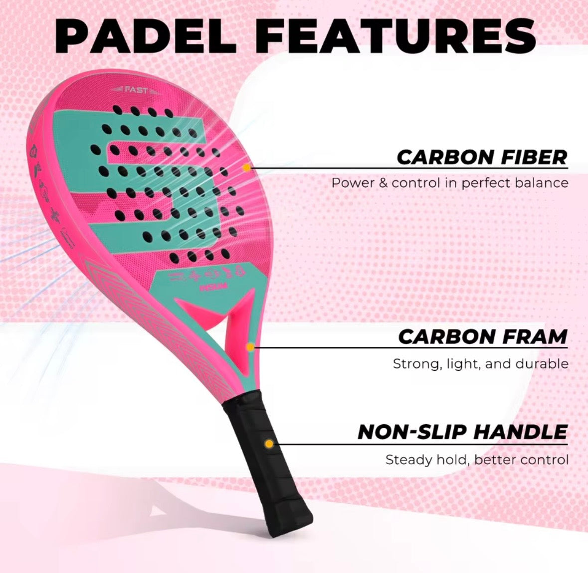 INSUM Padel Racket Carbon Fiber Surface