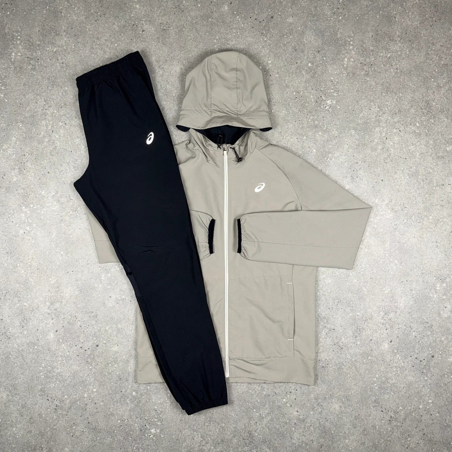 ASICS WOVEN JACKET PANTS SET BIRCH/BLACK