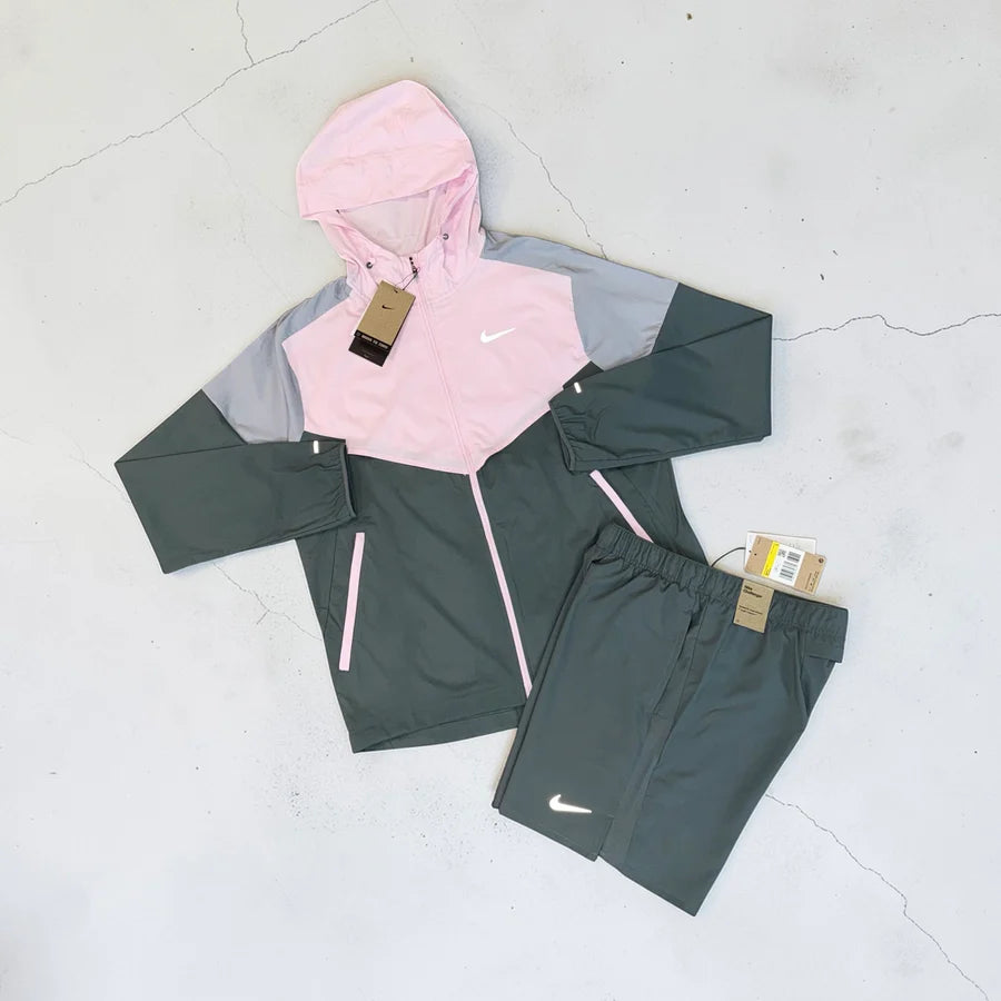 NIKE DRI-FIT WINDRUNNER AND 7” CHALLENGER SHORTS SET - FOAM PINK / GREY