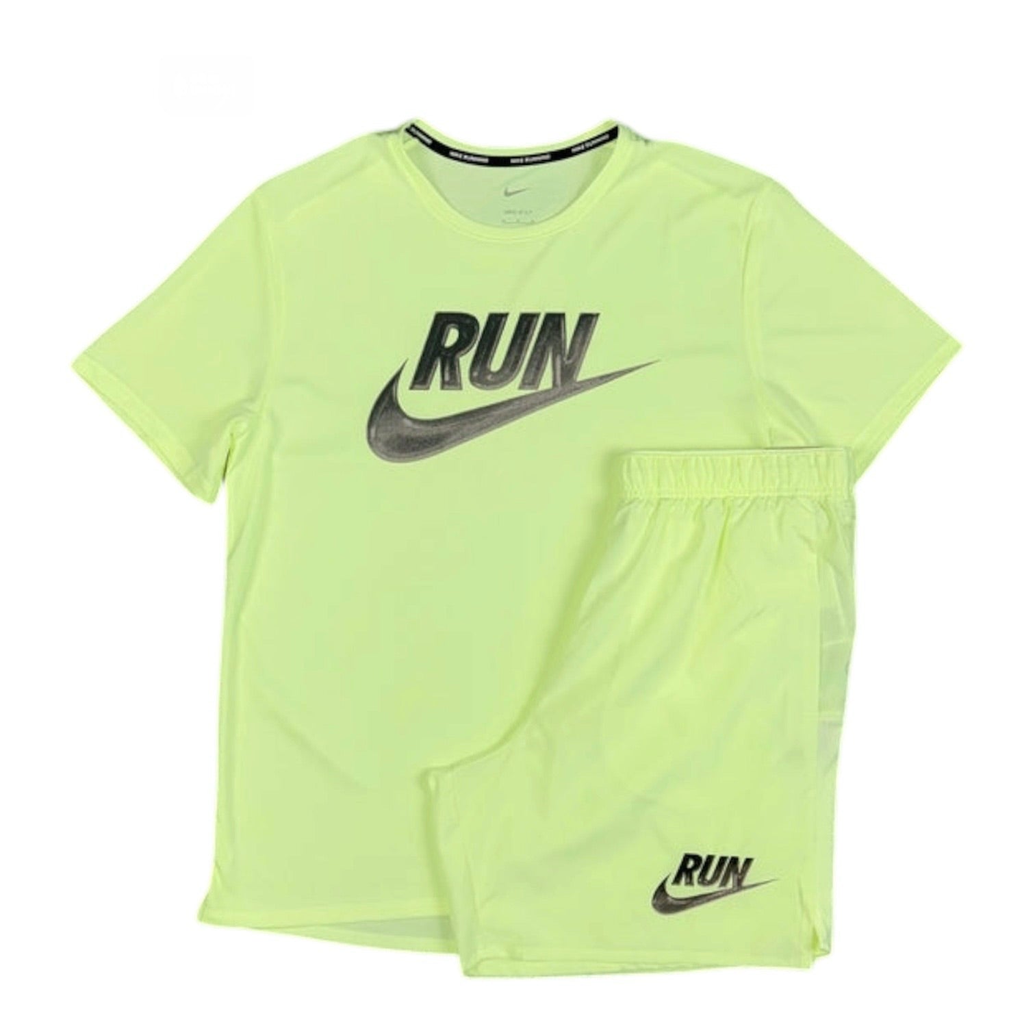 NIKE MILER RUN T-SHIRT BARELY VOLT & VOLT RUN CHALLENGER SHORTS SET