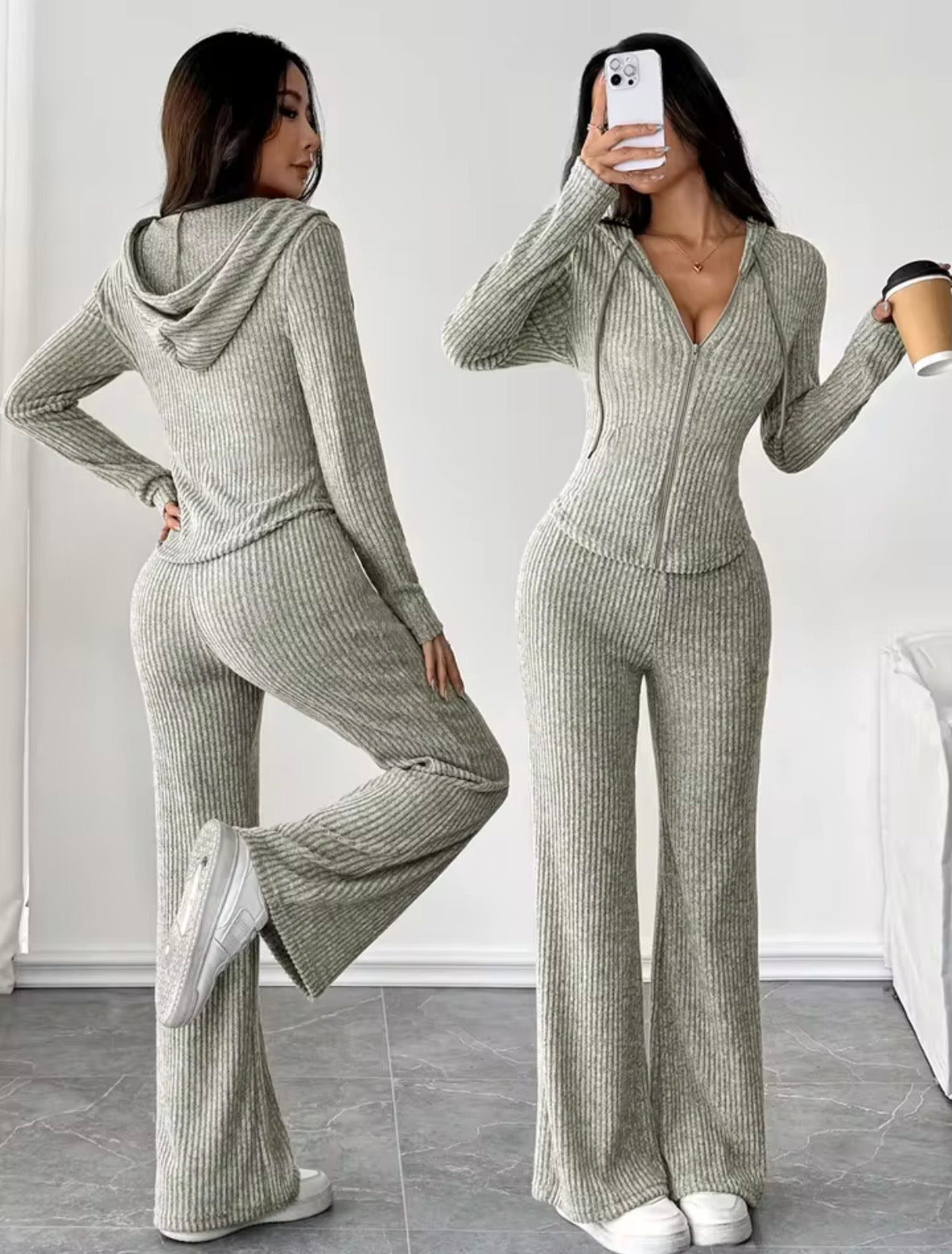 Women’s Hooded Zipper Grey