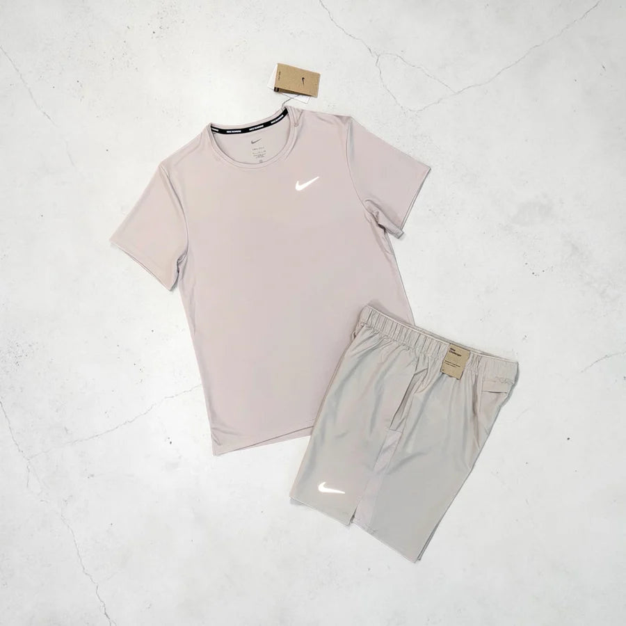 NIKE MILER AND CHALLENGER SHORTS SET - BEIGE