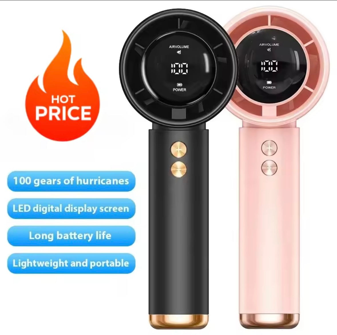Portable Handheld Turbo Fan Air Cooler LED