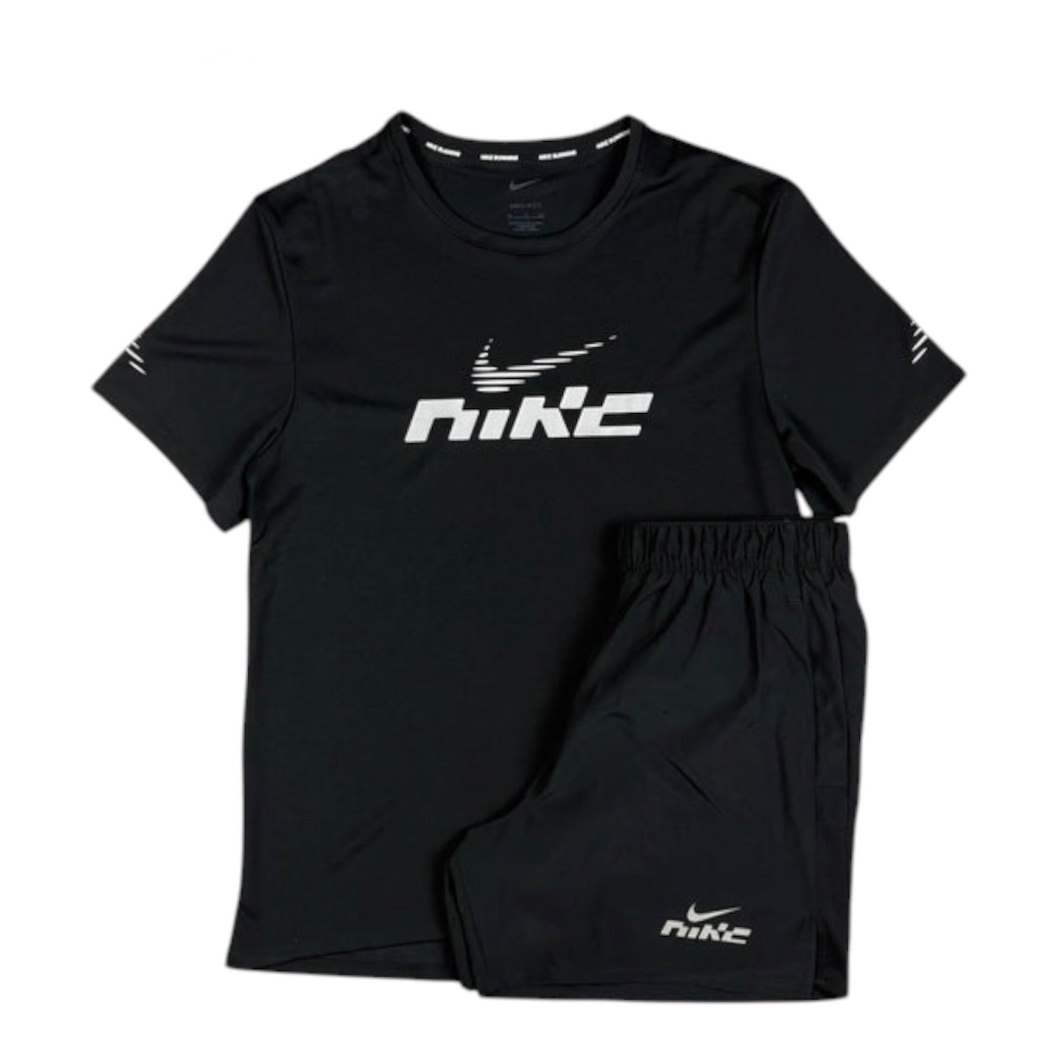 NIKE MILER FLASH T-SHIRT BLACK & BLACK FLASH CHALLENGER SHORTS SET