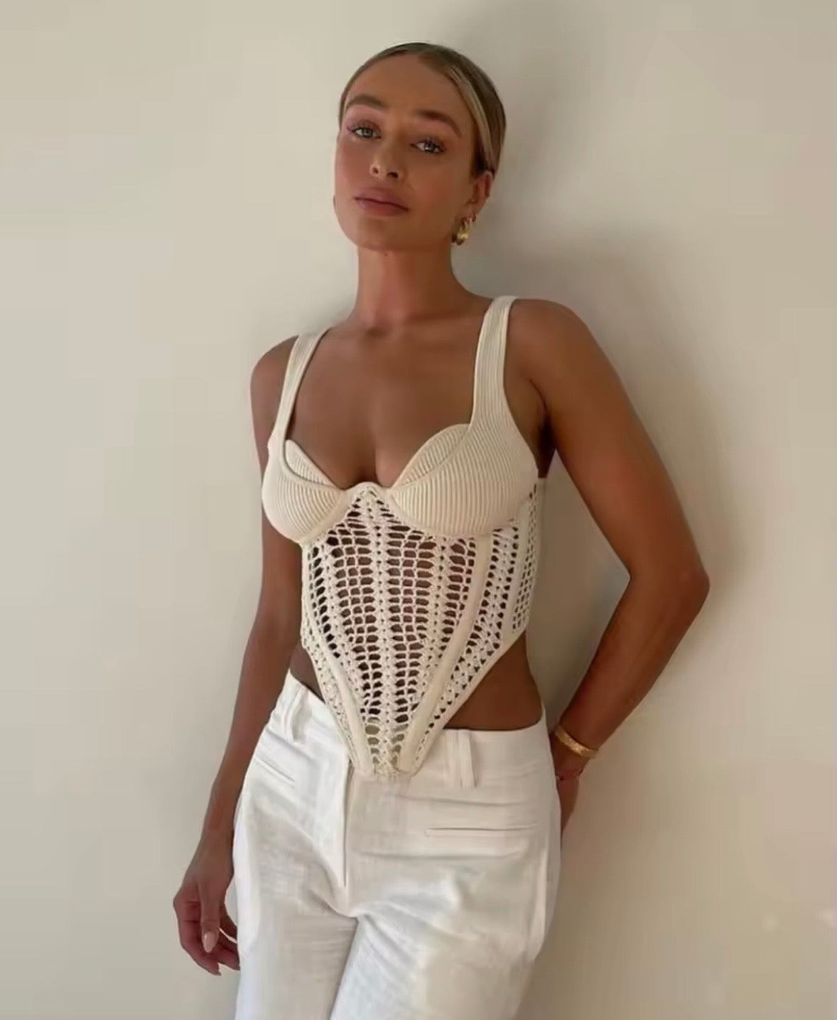Women Sleeveless Knit Corset Top