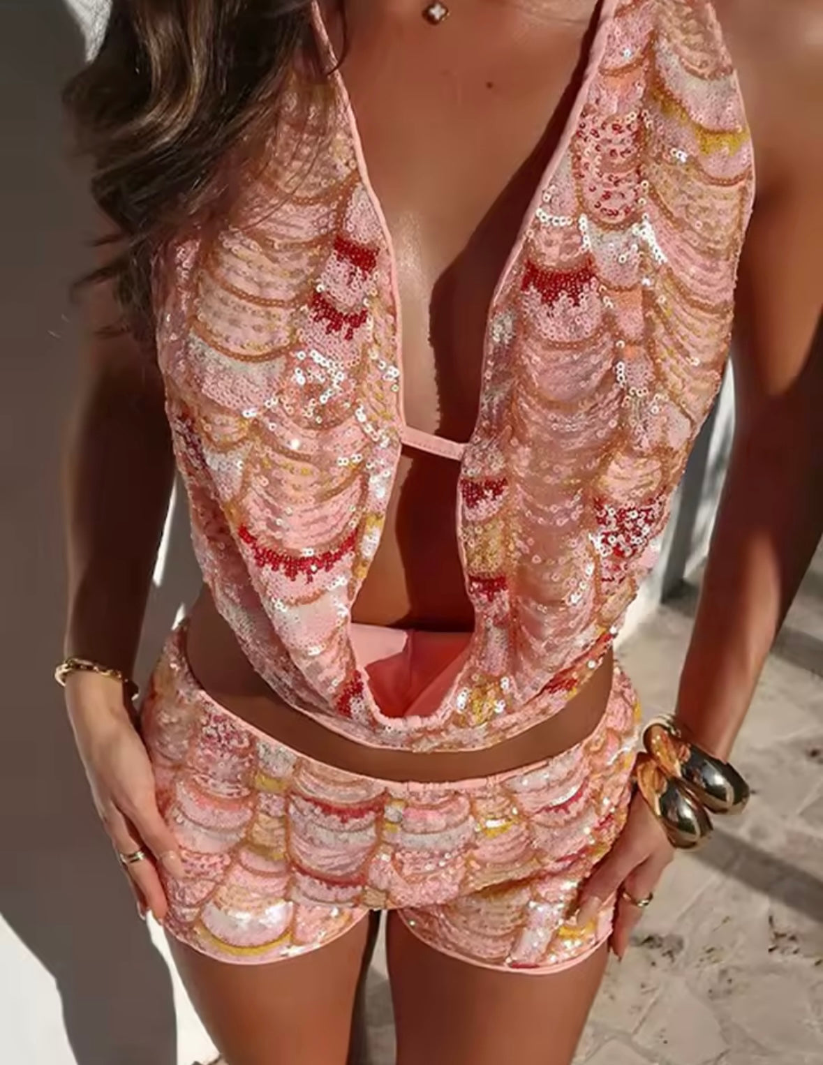 Sequined Contrast Woman’s Set