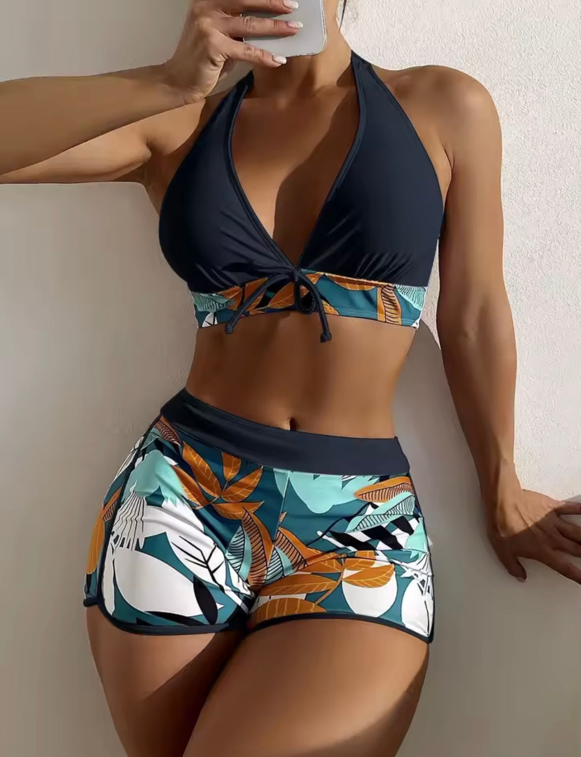 Halter Bikini Set Short Swimsuit Women